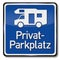 Private parking area for caravans