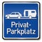 Private parking sign for caravans