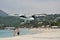 Private plane landing on the beach of St.Barth