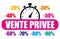 Private sale. French language. Pink and multicolored vector icon with discounts II.