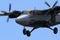 private small bimotor aircraft flying in the sky