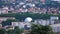 Private villas, modern white concrete buildings and their different roofs A view from above over the area of a European