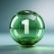 Prize figurine in the form of a ball with the number one. Green attribute for rewarding for victory