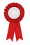 Prized red ribbon winners rosette