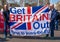 Pro Brexit protesters at Parliament Square, London, UK.