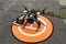 Pro quadcopter placed on the landing pad before launching
