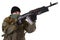 pro-Russian militiaman with kalashnikov ak-47 rifle with under-barrel grenade launcher