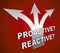 Proactive Vs Reactive Arrows Representing Taking Aggressive Initiative Or Reacting - 3d Illustration