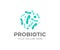 Probiotic bacteria logo design. Healthy nutrition ingredient vector design