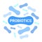 Probiotics Bacteria. Prebiotic, lactobacilli icon. Useful molecules from milk, yogurt. Good digestion. Vector