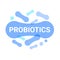 Probiotics Bacteria. Prebiotic, lactobacilli icon. Useful molecules from milk, yogurt. Good digestion. Vector