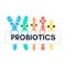 Probiotics. Lactic acid bacterium. Bifidobacterium, lactobacillus, streptococcus thermophilus, lactococcus