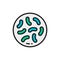 Probiotics, lactobacilli, bifidobacteria flat color line icon.