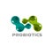 Probiotics logo. Bacteria logo. Concept of healthy nutrition ingredient for therapeutic purposes. Simple flat style trend modern l