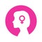 The problem of gender choice for a person in modern society. Silhouette of a girl with a gender sign. Multicultural polygender