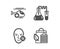 Problem skin, Medical helicopter and Chemistry lab icons. Bio shopping sign. Vector