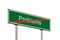 Problems Crossed Out Concept, Green Isolated Road Sign Signpost, White Text Frame, Red Stripe, Grey Pole Posts, Large Detailed