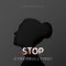 Problems cyber bullying concept. Woman head silhouette with text stop cyber bullying. Paper cut style design for banner, poster,