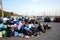 Problems with garbage accumulation in the streets due to landfills closed in Benitses, a fishing village in Corfu, Greece