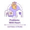 Problems with heart concept icon. Heart attack. Emergency medical treatment. Hospital diagnosis. Heartburn idea thin