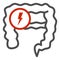 Problems in intestine line icon, Health and medical concept, Gut constipation sign on white background, Intestinal pain