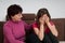 Problems - senior mother comforts daughter