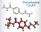 Procarbazine chemotherapy medication molecule. Structural chemical formula, molecule model.