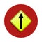 Proceed straight icon in badge style. One of road sings collection icon can be used for UI, UX