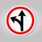 Proceed Straight Or Turn Left Road Sign Isolate On White Background,Vector Illustration