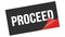 PROCEED text on black red sticker stamp