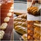 Process of bread baking collage.