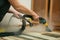 The process of cleaning carpets with a steam vacuum cleaner.