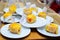 The process of cooking children`s baskets of tomatoes and cheese