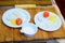 The process of cooking children`s baskets of tomatoes and cheese