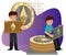 Process of crypto currency mining flat poster