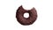 The process of eating a chocolate donut isolated on white background. Top view