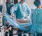 Process of gynecological surgery operation using laparoscopic equipment.