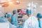 Process of gynecological surgery operation using laparoscopic equipment.