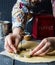 The process of making biscuits, shortbread dough raw, cut shape