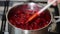 Process of making cherry filling. Homemade sweet cherry jam recipe.