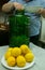 The process of making limoncello lemon liqueur at home.