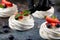 The process of making Pavlova dessert