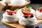 The process of making Pavlova dessert