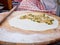 Process of making a traditional Turkish dough is called Gozleme, selective focus