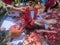 the process of mincing beef, sacrificial meat every year from Muslims