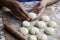 The process of preparation of Ukrainian dumplings