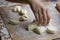 The process of preparation of Ukrainian dumplings