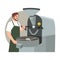 Process of roasting coffee beans in industrial roaster