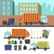 Process of taking of garbage with rubbish truck