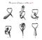 The process of tying a necktie hand drawing vintage engraving style